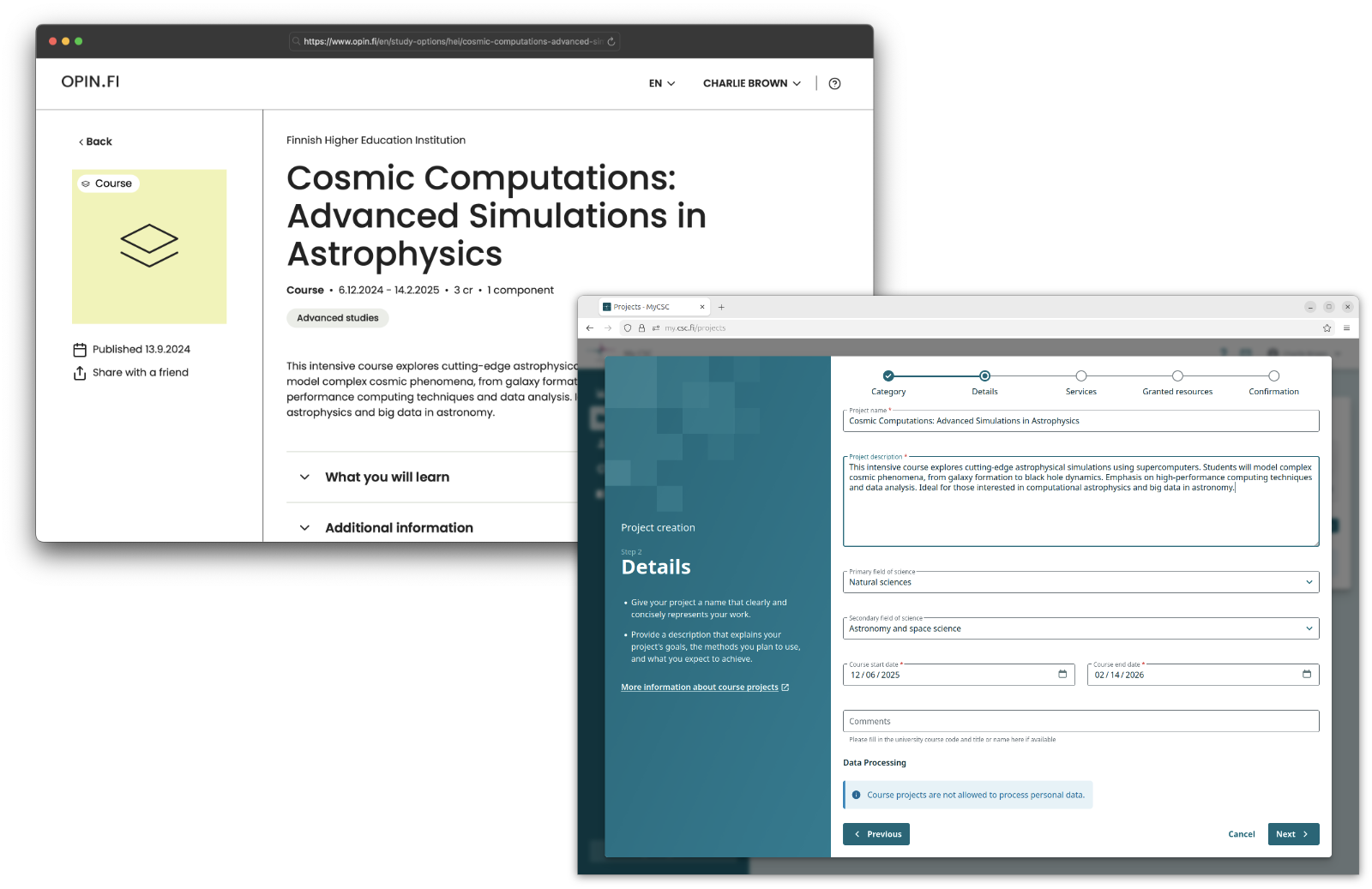An example of a course project